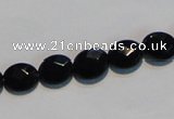 CAB806 15.5 inches 8*10mm faceted oval black gemstone agate beads