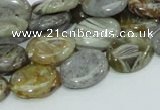 CAB81 15.5 inches 12*16mm oval silver needle agate gemstone beads