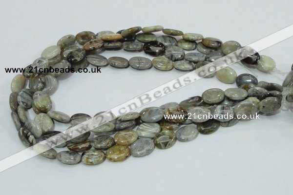 CAB81 15.5 inches 12*16mm oval silver needle agate gemstone beads