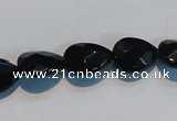 CAB811 15.5 inches 10*14mm faceted & flat teardrop black agate beads