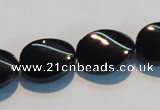 CAB814 15.5 inches 13*18mm twisted oval black agate gemstone beads