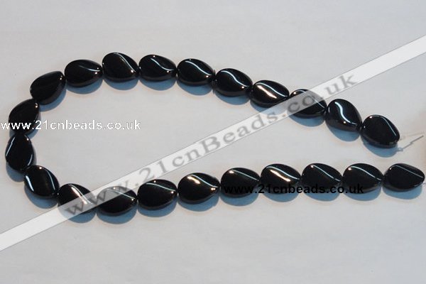 CAB814 15.5 inches 13*18mm twisted oval black agate gemstone beads