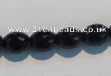 CAB817 15.5 inches 10*12mm faceted rice black agate gemstone beads