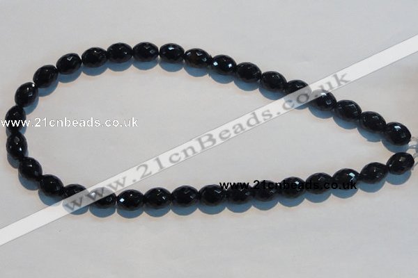 CAB817 15.5 inches 10*12mm faceted rice black agate gemstone beads