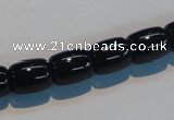 CAB819 15.5 inches 10*12mm drum black agate gemstone beads wholesale