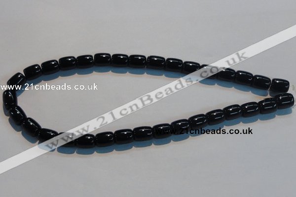 CAB819 15.5 inches 10*12mm drum black agate gemstone beads wholesale