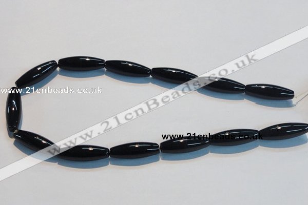 CAB821 15.5 inches 10*30mm rice black agate gemstone beads wholesale