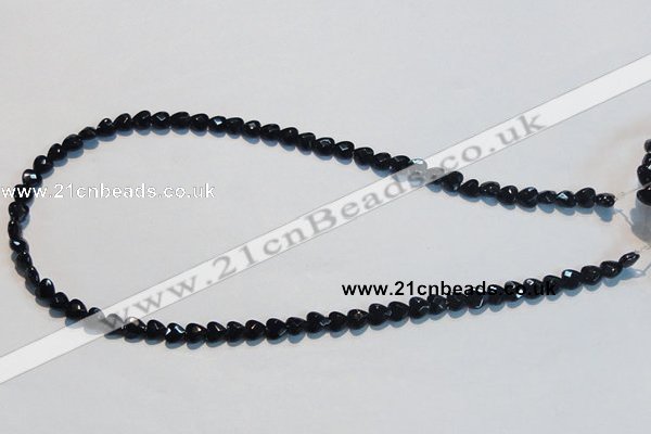 CAB824 15.5 inches 6*6mm faceted heart black agate gemstone beads