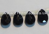 CAB828 10*14mm top-drilled teardrop black agate gemstone beads