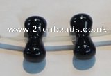 CAB829 10*20mm dumbbell-shaped black agate gemstone beads