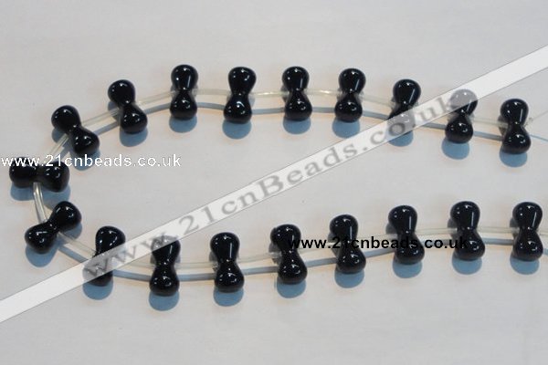 CAB829 10*20mm dumbbell-shaped black agate gemstone beads