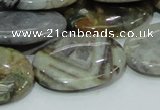 CAB83 15.5 inches 22*30mm oval silver needle agate gemstone beads