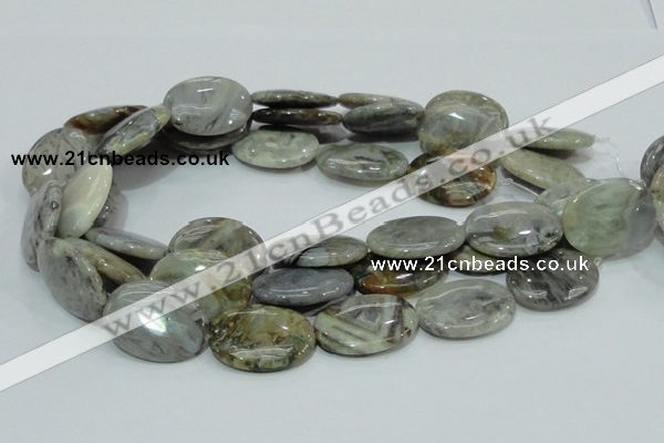 CAB83 15.5 inches 22*30mm oval silver needle agate gemstone beads