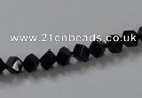 CAB830 15.5 inches 4*4mm cube black agate gemstone beads wholesale