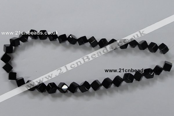 CAB831 15.5 inches 8*8mm cube black agate gemstone beads wholesale