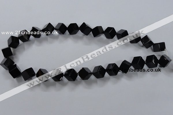 CAB832 15.5 inches 10*10mm cube black agate gemstone beads wholesale