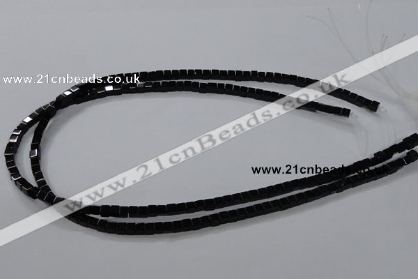 CAB833 15.5 inches 4*4mm cube black agate gemstone beads wholesale