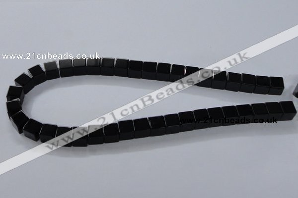 CAB835 15.5 inches 10*10mm cube black agate gemstone beads wholesale