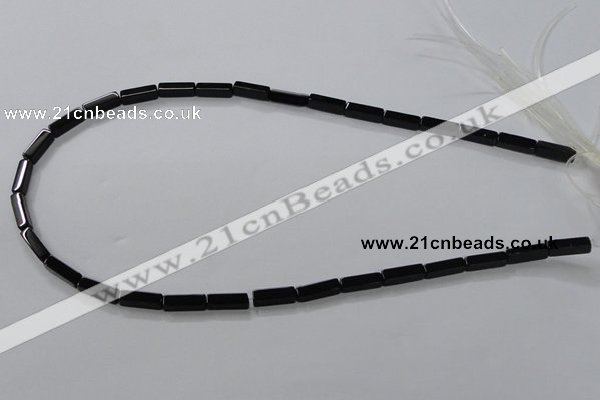 CAB839 15.5 inches 4*12mm cuboid black agate gemstone beads wholesale