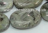 CAB84 15.5 inches 25*35mm oval silver needle agate gemstone beads