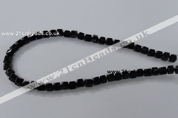 CAB841 15.5 inches 8*8mm faceted cube black agate gemstone beads wholesale