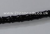 CAB842 15.5 inches 8*10mm bamboo shape black agate gemstone beads