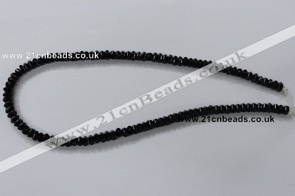 CAB843 15.5 inches 4*6mm rondelle black agate gemstone beads wholesale