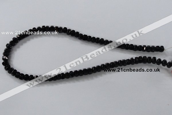 CAB844 15.5 inches 5*8mm rondelle black agate gemstone beads wholesale