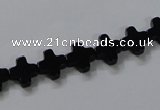 CAB845 15.5 inches 8*8mm cross black agate gemstone beads wholesale