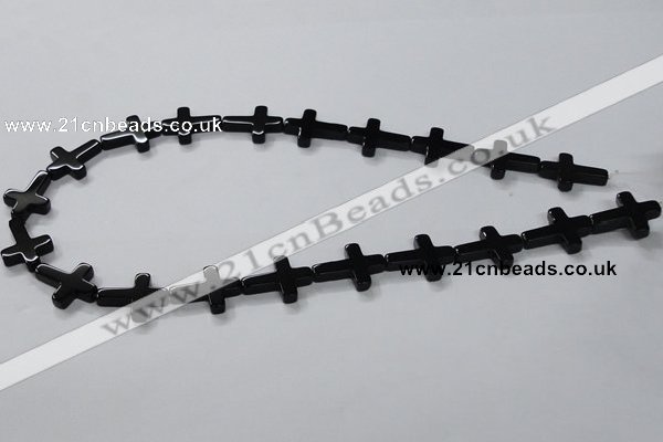 CAB847 15.5 inches 15*20mm cross black agate gemstone beads wholesale