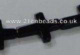 CAB848 15.5 inches 18*24mm cross black agate gemstone beads wholesale