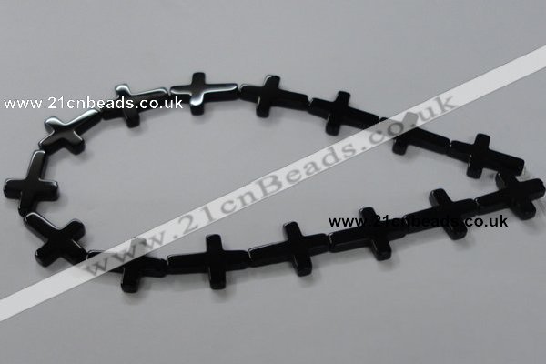 CAB848 15.5 inches 18*24mm cross black agate gemstone beads wholesale