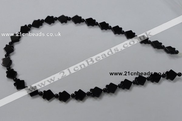 CAB849 15.5 inches 10*10mm fish black agate gemstone beads wholesale