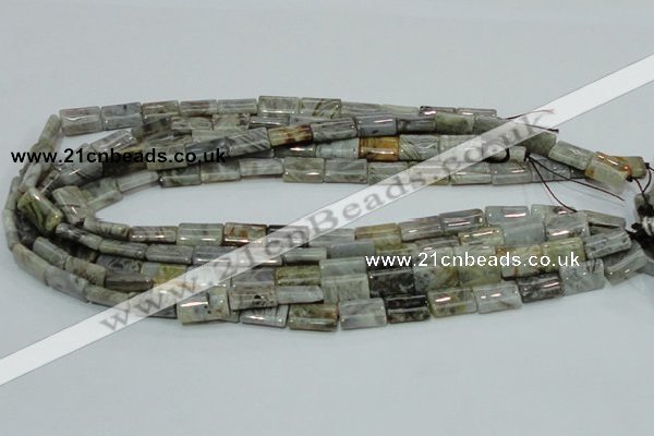 CAB85 15.5 inches 10*15mm rectangle silver needle agate gemstone beads