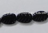 CAB851 15.5 inches 12*16mm leaf black agate gemstone beads wholesale