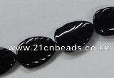 CAB852 15.5 inches 13*18mm leaf black agate gemstone beads wholesale