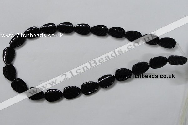 CAB852 15.5 inches 13*18mm leaf black agate gemstone beads wholesale