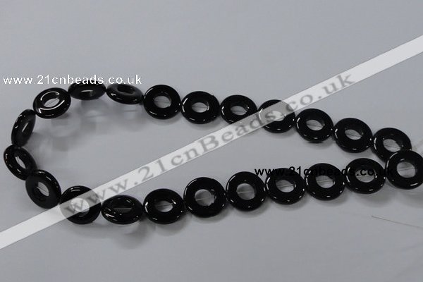 CAB854 15.5 inches 18mm donut black agate gemstone beads wholesale