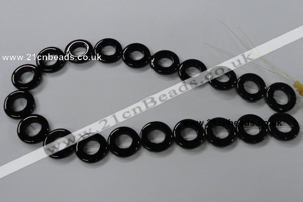 CAB855 15.5 inches 20mm donut black agate gemstone beads wholesale