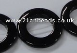 CAB857 15.5 inches 30mm donut black agate gemstone beads wholesale