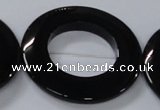 CAB858 15.5 inches 45mm donut black agate gemstone beads wholesale