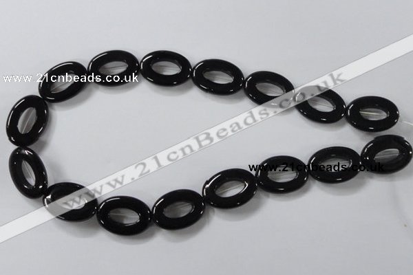 CAB859 15.5 inches 18*24mm oval black agate gemstone beads wholesale