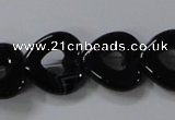 CAB860 15.5 inches 18*18mm heart black agate gemstone beads wholesale