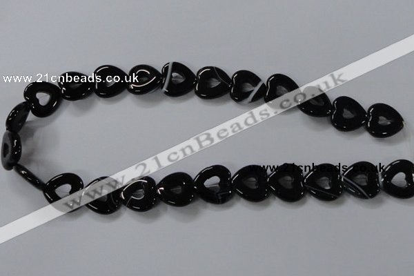 CAB860 15.5 inches 18*18mm heart black agate gemstone beads wholesale