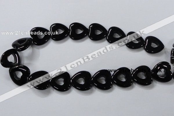 CAB861 15.5 inches 24*24mm heart black agate gemstone beads wholesale