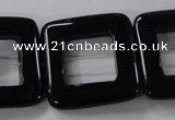 CAB863 15.5 inches 28*28mm square black agate gemstone beads wholesale