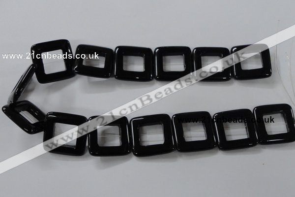 CAB863 15.5 inches 28*28mm square black agate gemstone beads wholesale