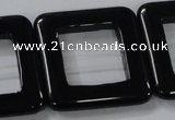 CAB864 15.5 inches 35*35mm square black agate gemstone beads wholesale