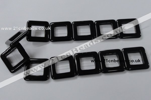 CAB864 15.5 inches 35*35mm square black agate gemstone beads wholesale