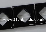 CAB865 15.5 inches 25*25mm square black agate gemstone beads wholesale